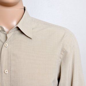 Prada Button Down Dress Shirt Tan Check